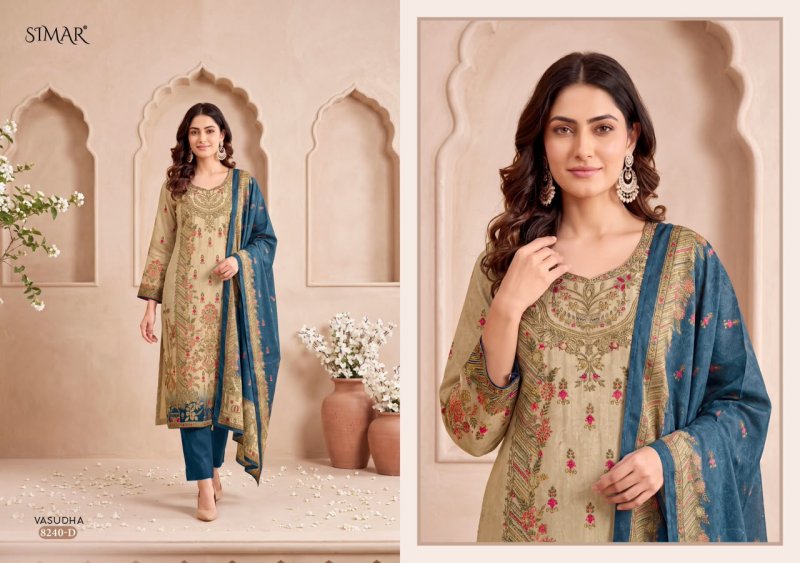 Vasudha By Glossy Simar Twill Organza Jacquard Dress Materials